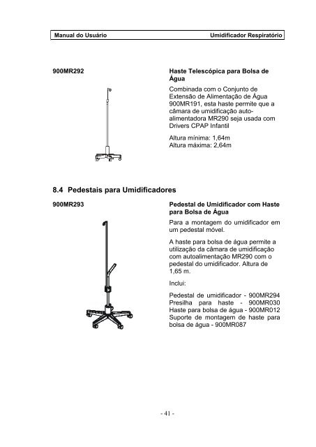 Umidificador Respiratório Manual do Usuário - FisioCare