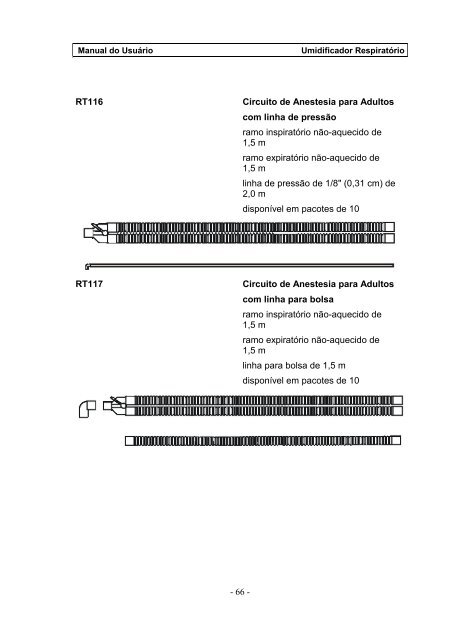 Umidificador Respiratório Manual do Usuário - FisioCare