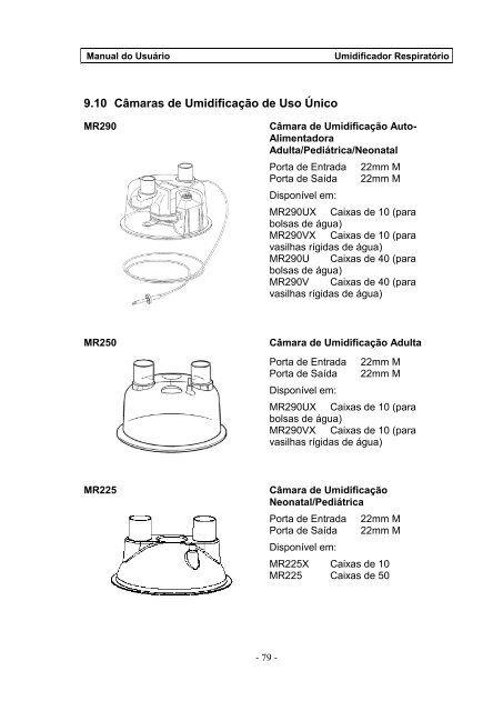 Umidificador Respiratório Manual do Usuário - FisioCare