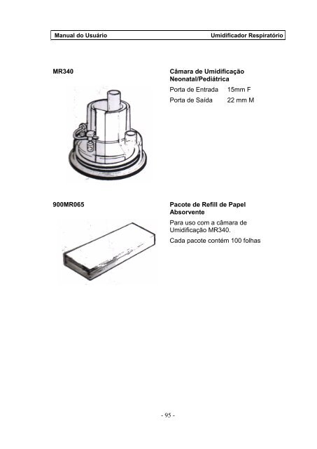 Umidificador Respiratório Manual do Usuário - FisioCare