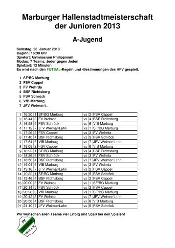 Marburger Hallenstadtmeisterschaft der Junioren 2013 - FV Wehrda