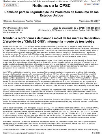 Noticias de la CPSC