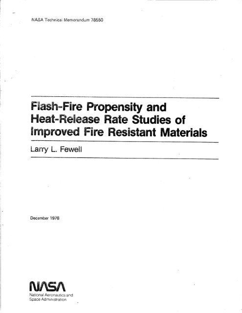 Flash-Fire Propensity and Heat-Release Rate Studies - Fire Safety ...