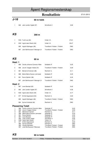 Resultatliste - Komplett