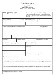 Staff Application Form - Fitzwilliam College