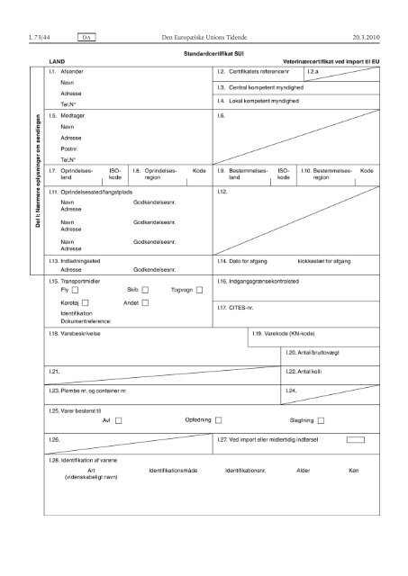 Kommissionens forordning (EU) nr. 206/2010 af 12. marts ... - Lovdata