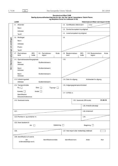 Kommissionens forordning (EU) nr. 206/2010 af 12. marts ... - Lovdata