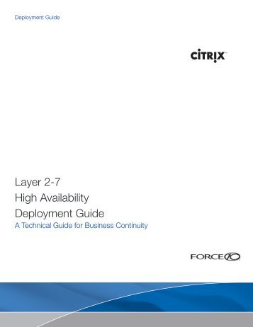Layer 2-7 High Availability Deployment Guide - Force10 Networks