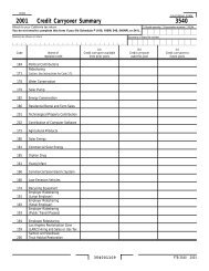 2001 FTB 3540, Credit Carryover Summary - California Franchise . 