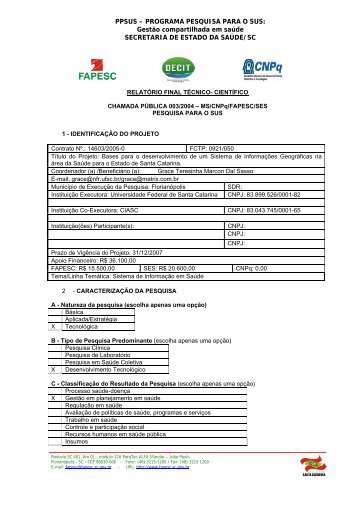 RELATRIO FINAL TCNICO- CIENTFICO - fapesc