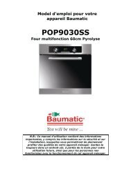 Model d'emploi pour votre appareil Baumatic POP9030SS Four ...