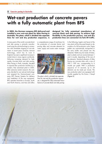 Wet-cast production of concrete pavers with a fully ... - BFS GmbH