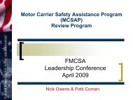 FMCSA Leadership Conference April 2009 - Federal Motor Carrier ...