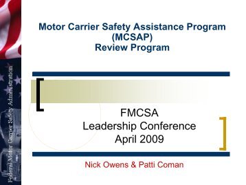 FMCSA Leadership Conference April 2009 - Federal Motor Carrier ...