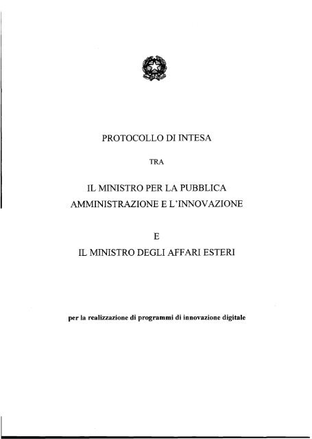 Il testo del Protocollo - Dipartimento Funzione Pubblica