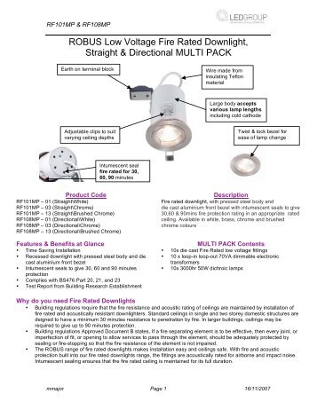 ROBUS Low Voltage Fire Rated Downlight, Straight & Directional ...