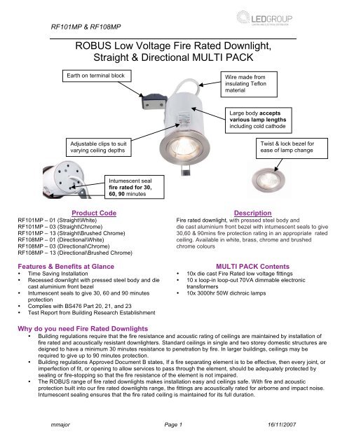 ROBUS Low Voltage Fire Rated Downlight, Straight & Directional ...