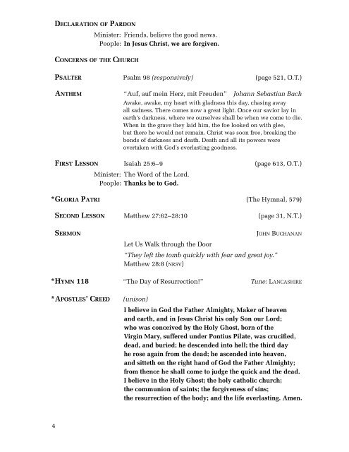 View pdf of bulletin - Fourth Presbyterian Church