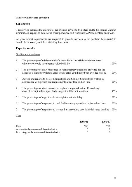 PROPOSED FISHERIES SERVICES FOR 2006/07 - Ministry of ...