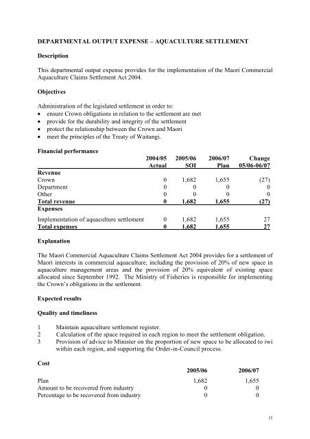 PROPOSED FISHERIES SERVICES FOR 2006/07 - Ministry of ...