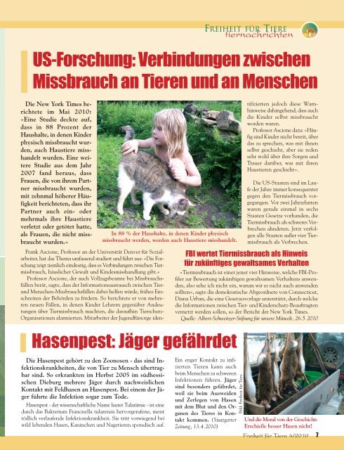pdf-download: Freiheit für Tiere 4/2010 - Magazin Freiheit für Tiere