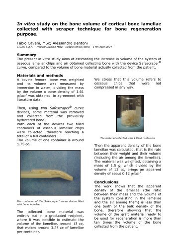 In vitro study on the bone volume of cortical bone lamellae collected ...