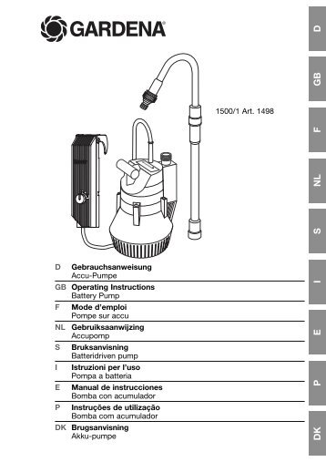 OM, Gardena, Battery Pump, Art 01498-20, 2003-06