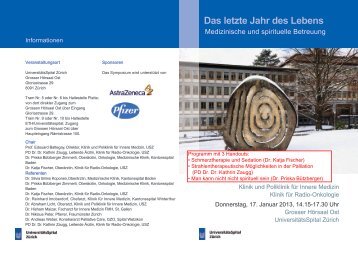 Das letzte Jahr des Lebens - Fortbildung - UniversitätsSpital Zürich