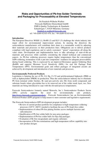 Risks and Opportunities of Pb-free Solder Terminals and ... - Freescale