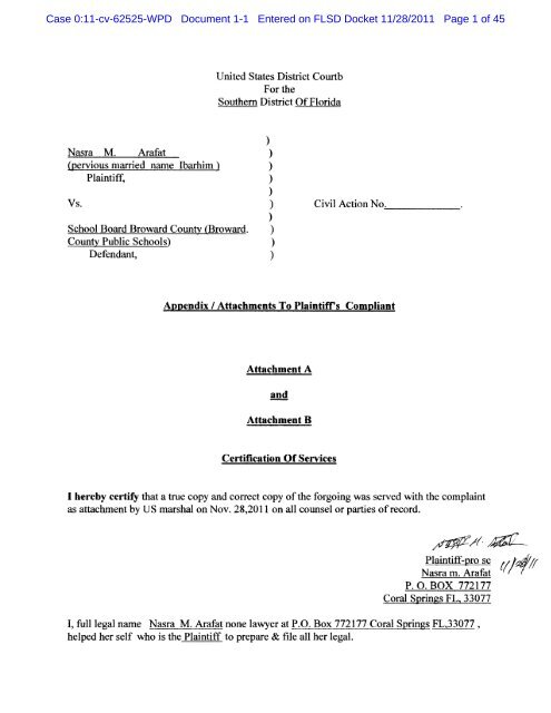 CIVIL DOCKET FOR CASE #: 0:11−cv−62525−WPD - United States ...