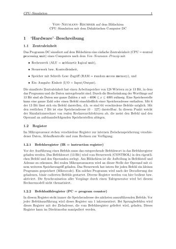 Befehlssatz - Informatik in der Oberstufe