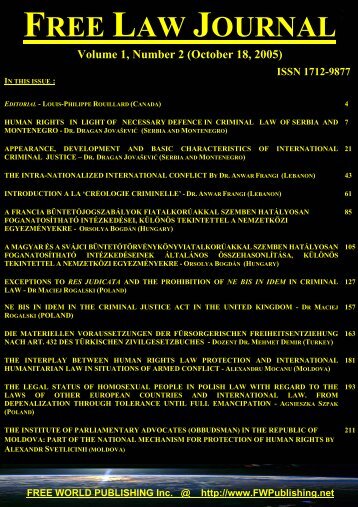 FREE LAW JOURNAL Volume 1, Number 2 (October 18, 2005)