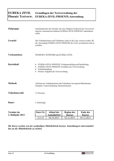 Programmheft 2. Halbjahr 2013 Zentraler IT-Betrieb Nds. (pdf, 5.4 MB)