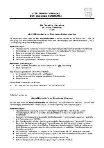 Stellenausschreibung (.pdf) - Gemeinde Hünstetten