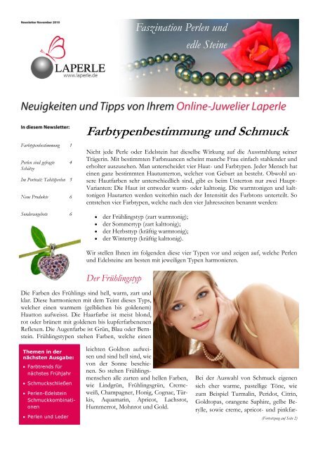 Farbtypenbestimmung und Schmuck - Tahitiperlen