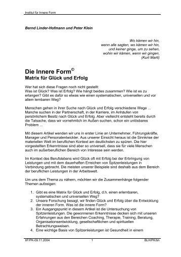 Die Innere Form© - Matrix für Glück und Erfolg - Profikom Peter Klein ...