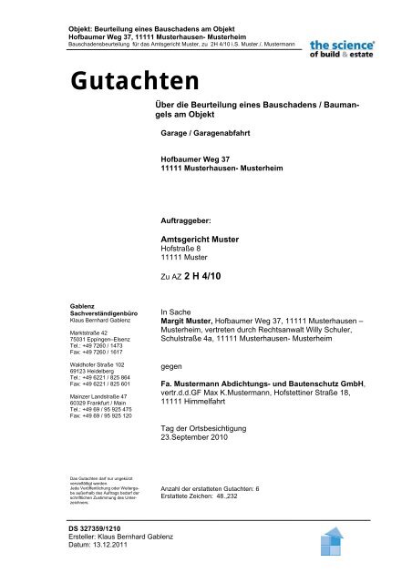 Medizinisches Gutachten Muster