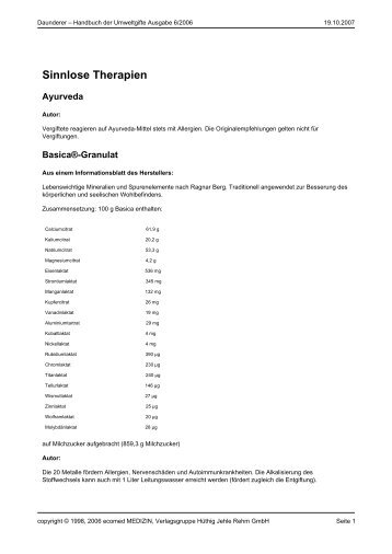 Sinnlose Therapien - ToxCenter e.V.