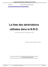 La liste des abrèviations utilisées dans la NRO - Société Française d ...