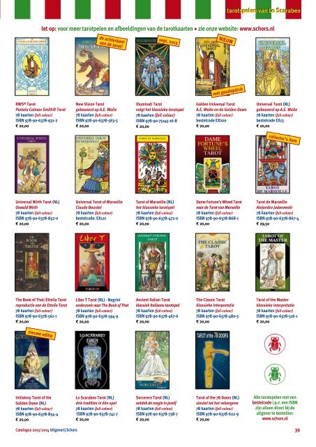 De tarot Catalogus van Lo Scarabeo - Schors