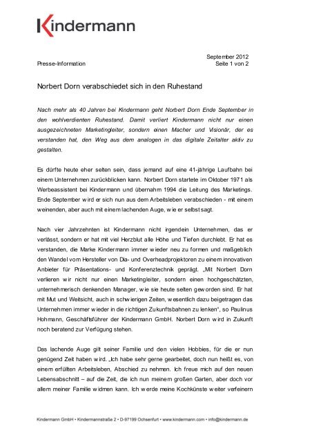 Norbert Dorn verabschiedet sich in den Ruhestand - Public Touch