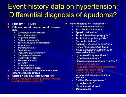 Statistical Event-History Problems for Differential Diagnosis in ...