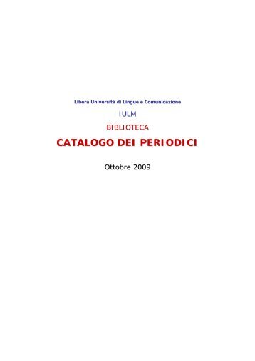 Catalogo Periodici - Iulm