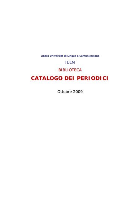 Catalogo Periodici - Iulm