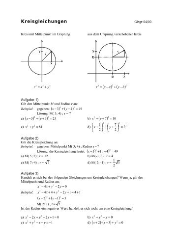 Kreisgleichungen - Mathesite