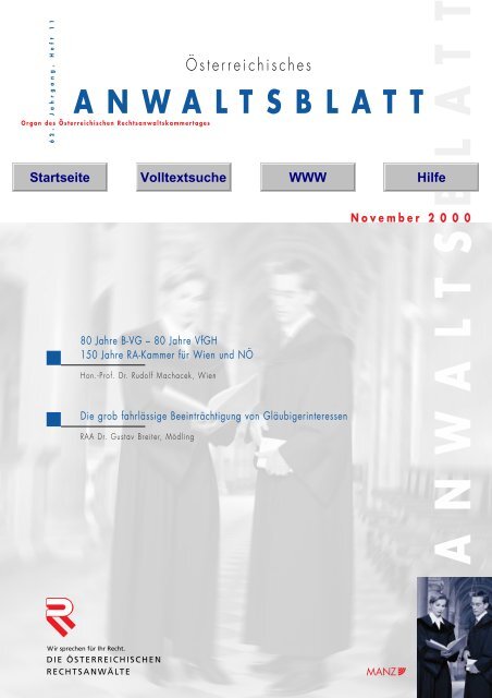 Anwaltsblatt 2000/11 - Österreichischer Rechtsanwaltskammertag