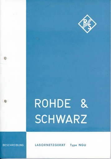 Rohde & Schwarz NGU BN95140 (Handbuch) - Historische ...