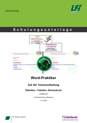 Schulungsunterlage Word-Praktiker - WIESBAUER Salzburg