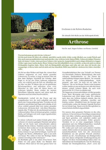 Arthrose - Schlosspark Klinik