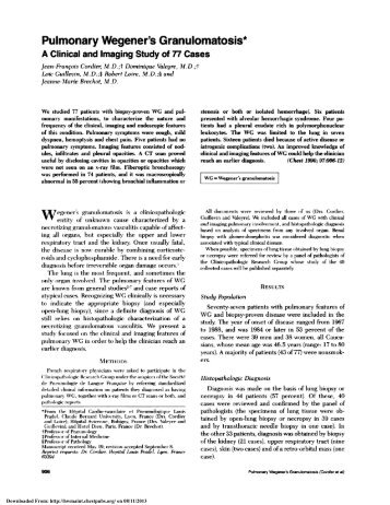 Pulmonary Wegener's Granulomatosis*